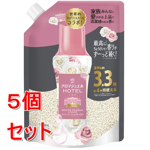 《セット販売》 P&G レノアアロマジュエル ホワイトフローラル&サボンの香りつめかえ用超特大サイズ 1410mL×5個セット