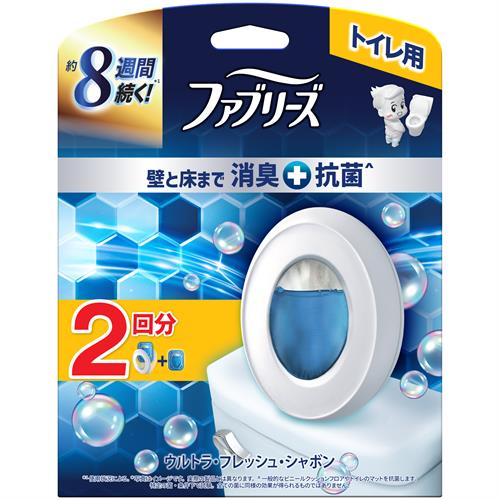 P&G ファブリーズトイレ用消臭剤プレミアムシリーズ+抗菌ウルトラフレッシュシャボン　本体+替　2個パック