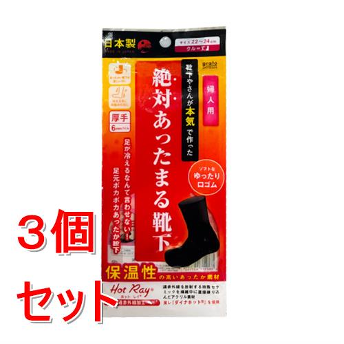 《セット販売》 婦人 絶対あったまる靴下 日本製 厚手 あったか靴下×3個セット 温活