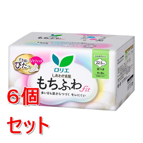 《セット販売》 花王 ロリエ しあわせ素肌 もちふわfit 多い昼用22.5cm 羽つき 16個×6個セット【医薬部外品】