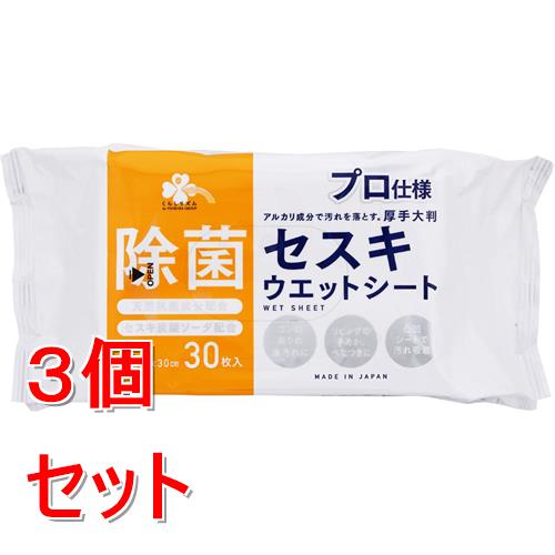《セット販売》  くらしリズム　プロ仕様　除菌セスキウエットシート　(30枚)×3個セット