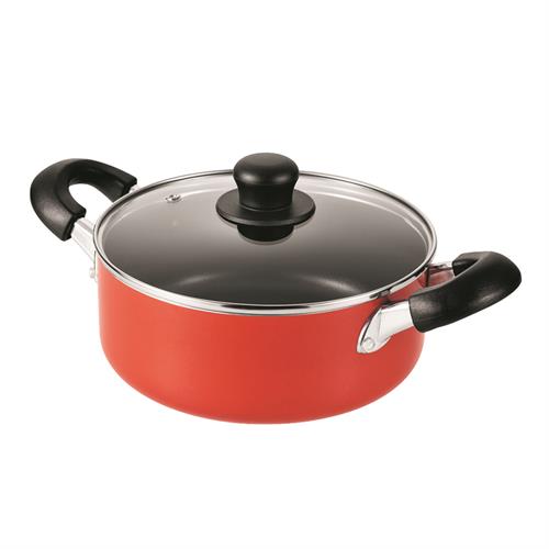 パール金属 ニューフォア ふっ素加工IH対応ガラス蓋付両手鍋20cm　HB-8052