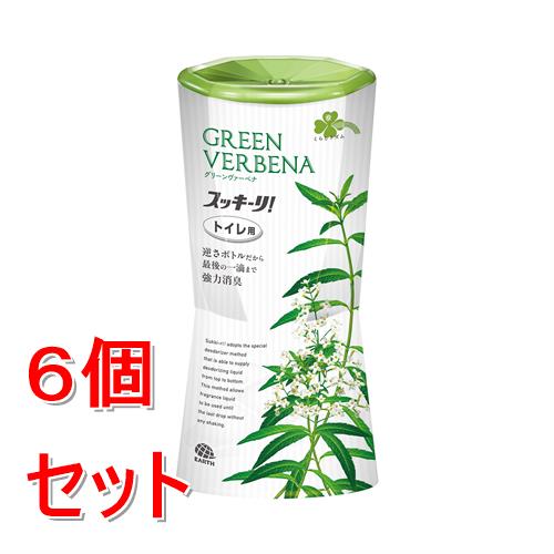 《セット販売》 アース製薬 くらしリズム　トイレのスッキーリ　グリーンヴァーベナ　400ML×6個セット 逆さボトル 消臭芳香剤