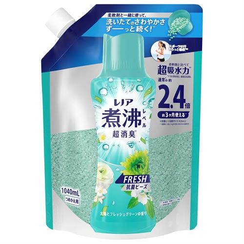 P&G レノア煮沸レベル消臭抗菌ビーズ　みずみずしく香るフレッシュグリーンの香り　つめかえ特大　1040mL