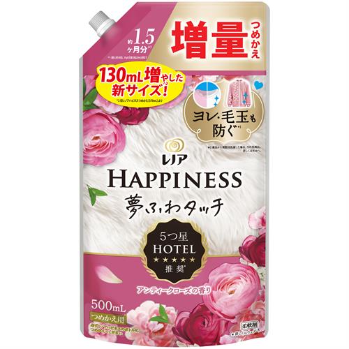 P&G レノアハピネス　夢ふわタッチ　華やかに香るアンティークローズの香り　つめかえ用増量サイズ　500mL 柔軟剤 香りづけ ふんわり