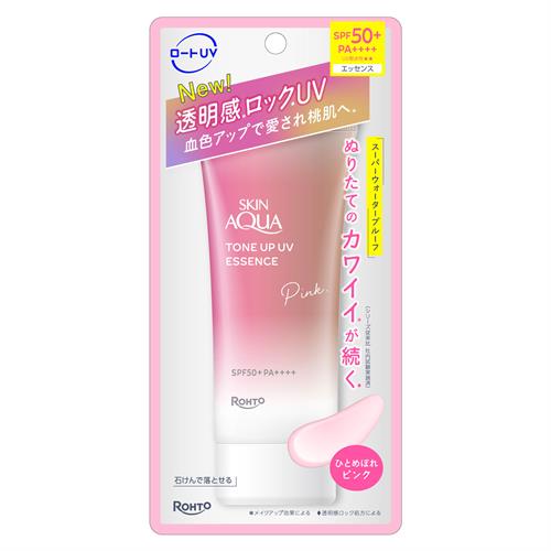 ロート製薬 スキンアクアトーンアップUVエッセンスピンク (70g)　血色感 SPF50+ PA++++