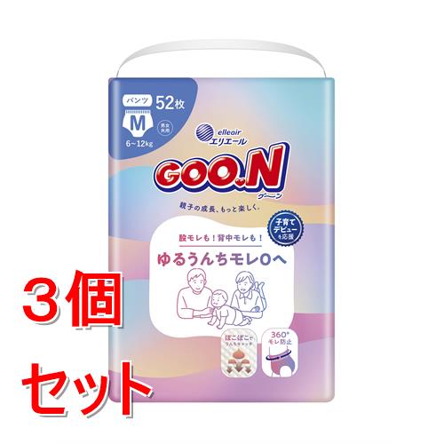 《セット販売》 大王製紙　グーン　ゆるうんちモレ0へ　パンツ　Mサイズ　52枚×3個セット