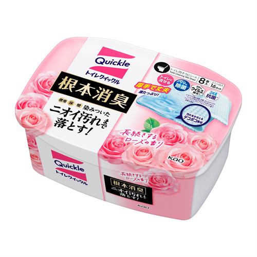 花王 トイレクイックル　根本消臭　長続きするローズの香り　容器入　8枚