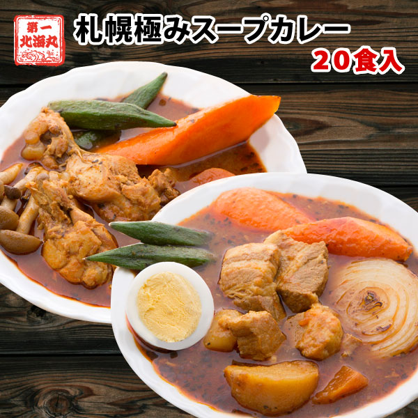 スープカレー 送料無料 札幌極みスープカレー 20食 豚角煮 チキン 北海道 レトルト