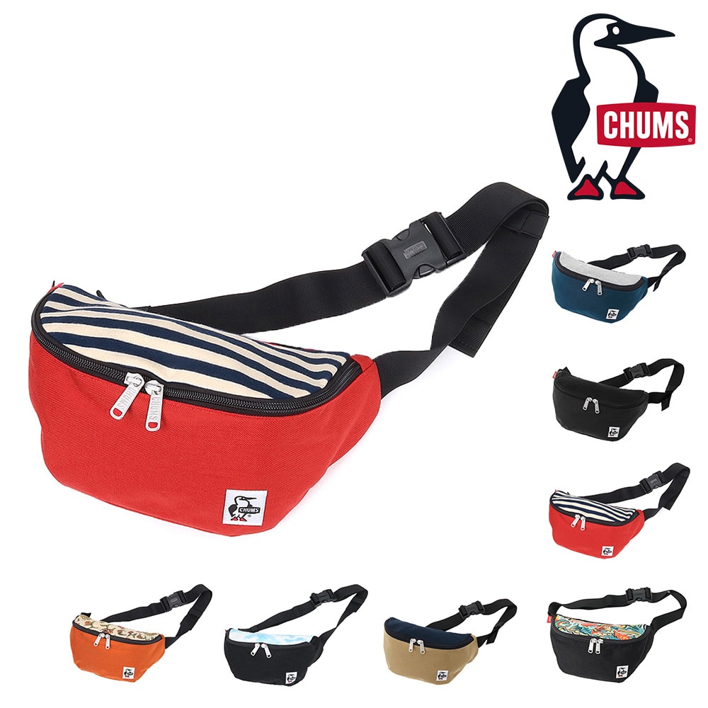 チャムス CHUMS ウエストバッグ Mini Waist Bag Sweat Nylon ミニウエストバッグスウェットナイロン ch60-3624 5.ネイビーボーダーxトマト -99x603624n060 bfss25