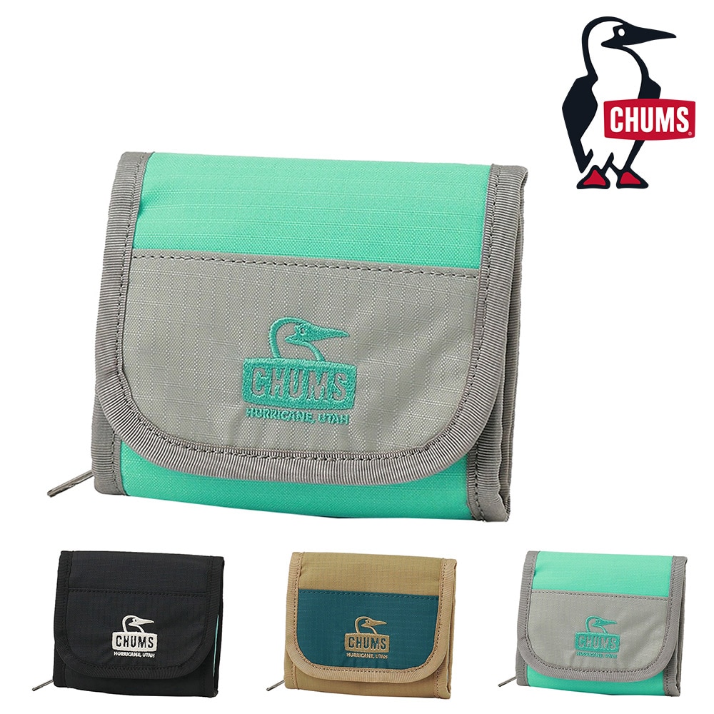 チャムス 財布 二つ折り財布 折財布 2つ折り 小銭入れあり CHUMS スプリングデールマルチウォレット CH60-3925 メンズ レディース キッズ 誕生日プレゼント ギフト  【正規代理店】 3.グレーxターコイズ -603925g089