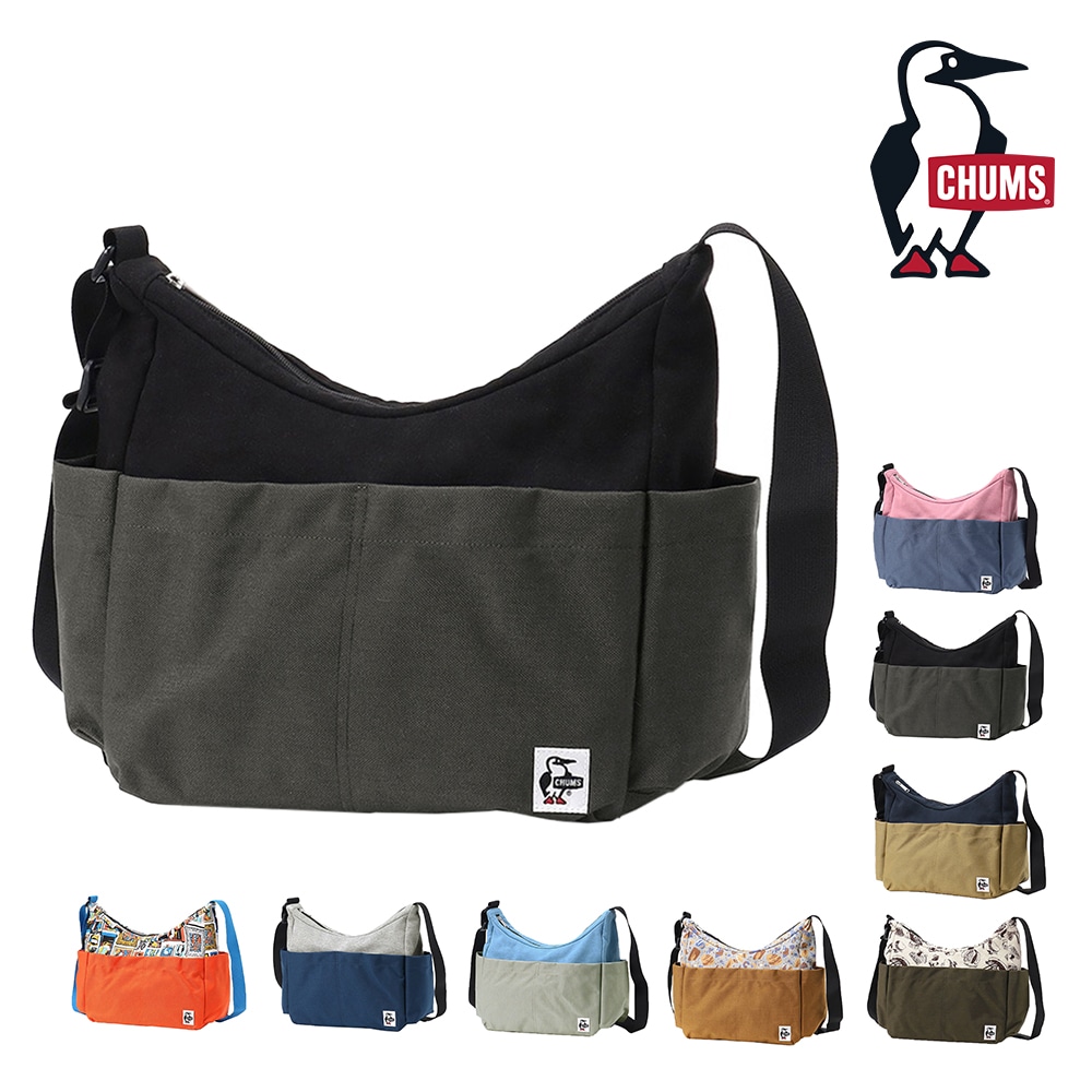 チャムス バッグ ショルダーバッグ 横型 CHUMS プレッピーショルダーバッグスウェットナイロン 10L A4サイズ CH60-4008 メンズ レディース キッズ 送料無料 誕生日プレゼント ギフト ラッピング無料 【正規代理店】 2.ブラックxチャコール -604008k018