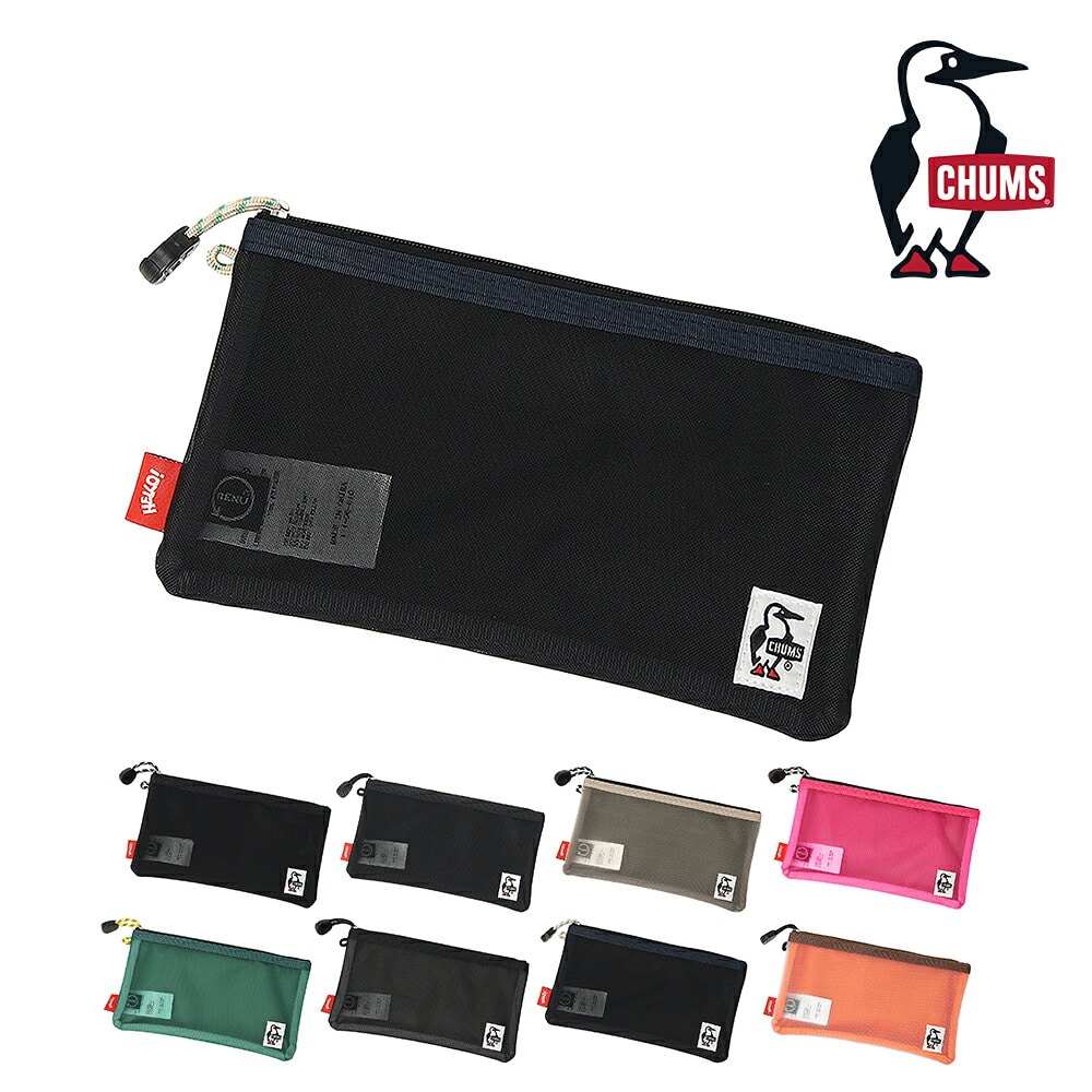 チャムス ポーチ 横長 ペンケース 文房具 便利 収納 メッシュ 軽量 CHUMS リサイクルオブロングケース CH60-4064 メンズ レディース キッズ 誕生日プレゼント ギフト ラッピング無料 正規代理店 2.ネイビー -604064n001