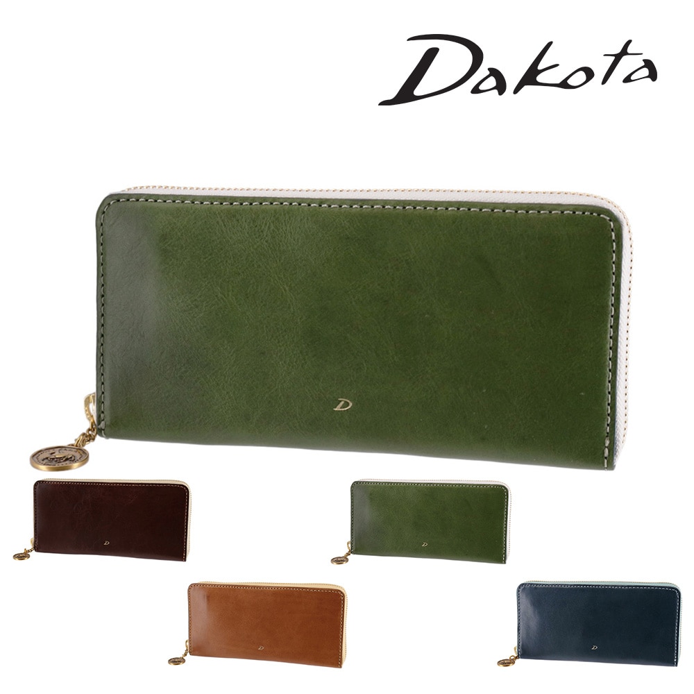 ダコタ 財布 長財布 ラウンドファスナー 薄い 小銭入れ付き イタリア製 本革 Dakota ラフィナート 31744 レディース 牛革 送料無料 誕生日プレゼント ギフト ラッピング無料 【正規代理店】 3.グリーン -50