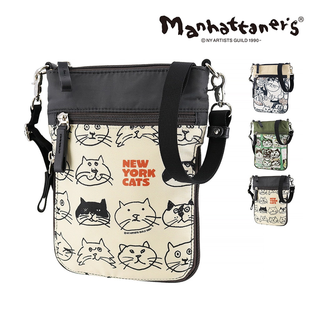 マンハッタナーズ バッグ ショルダーバッグ サブバッグ manhattaner's アベニュー ミニショルダーバッグ B6 0712470 レディース 送料無料 誕生日プレゼント ギフト 【正規代理店】 1.猫顔NYキャッツ -0712470-5020