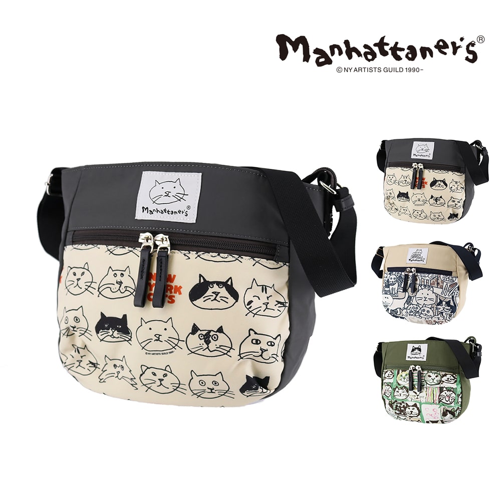 マンハッタナーズ バッグ ショルダー 斜めがけバッグ サブバッグ manhattaner's アベニュー ショルダーバッグ A5 0712474 レディース 送料無料 誕生日プレゼント ギフト ラッピング無料 【正規代理店】 1.猫顔NYキャッツ -0712474-5020