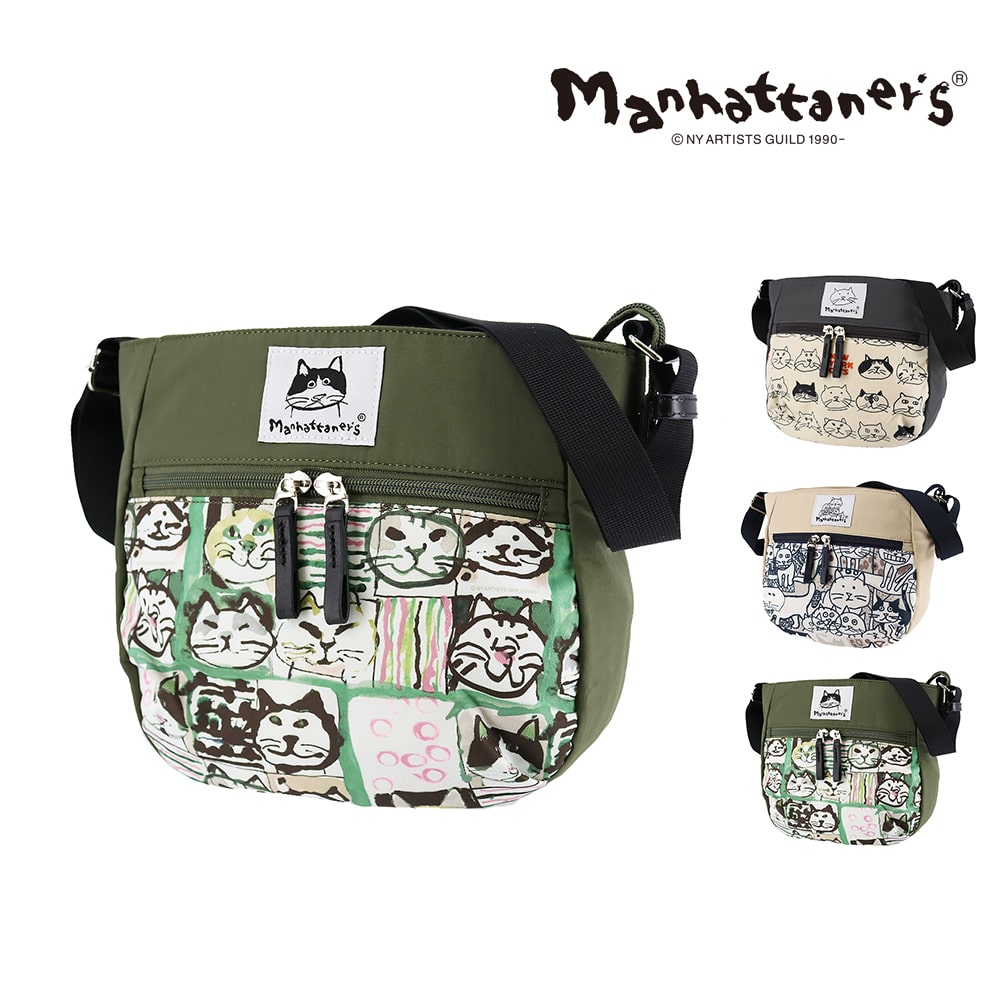 マンハッタナーズ バッグ ショルダー 斜めがけバッグ サブバッグ manhattaner's アベニュー ショルダーバッグ A5 0712474 レディース 送料無料 誕生日プレゼント ギフト ラッピング無料 【正規代理店】 3.紋様猫顔 -0712474-5075