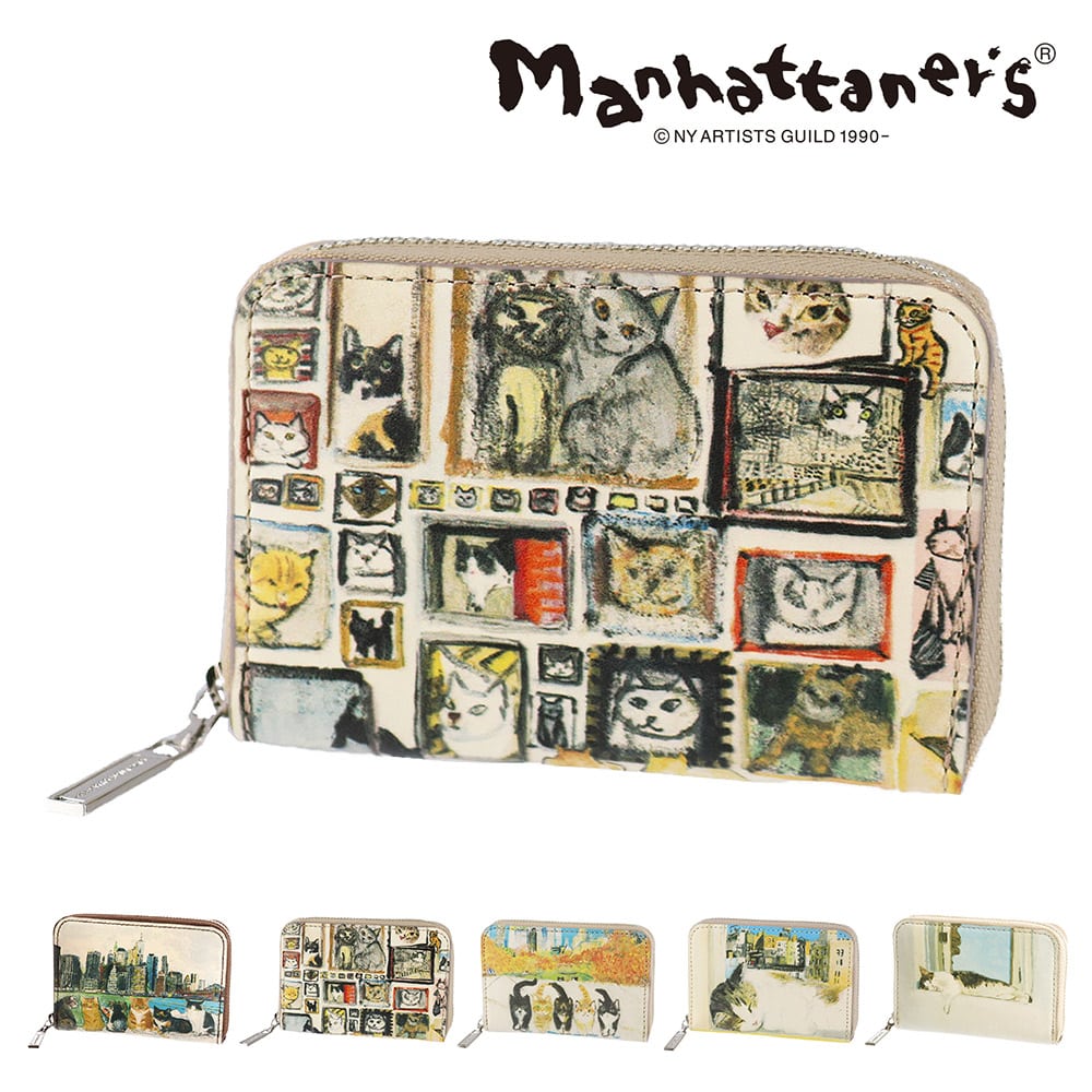 マンハッタナーズ 財布 小物 コインケース 小銭入れ 小物入れ マルチケース ポーチ manhattaner's トップパース ラウンドファスナー 0751521 レディース 送料無料 誕生日プレゼント 【正規代理店】 3.額縁猫絵コレクション -0751521-1007