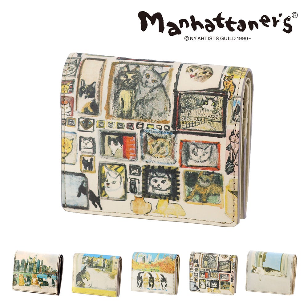 マンハッタナーズ 財布 小物 雑貨 二つ折り財布 2つ折り財布 折財布 manhattaner's トップパース ホックタイプ 0751522 レディース 送料無料 誕生日プレゼント ギフト 【正規代理店】 3.額縁猫絵コレクション -0751522-1007