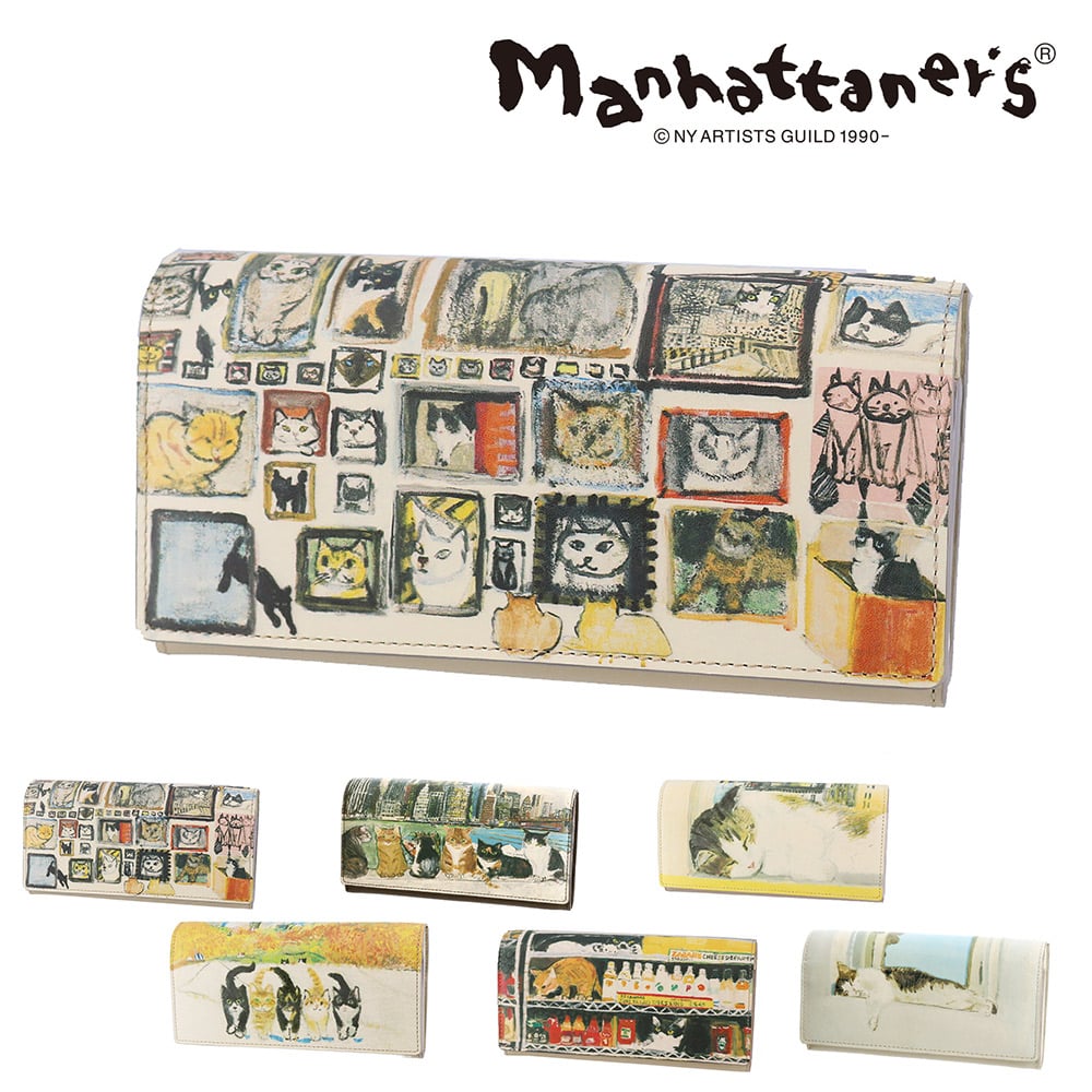 マンハッタナーズ 財布 長財布 本革 小物 雑貨 manhattaner's トップパース かぶせタイプ 0751515 0751525 レディース 送料無料 誕生日プレゼント ギフト 【正規代理店】 3.額縁猫絵コレクション -0751525-1007