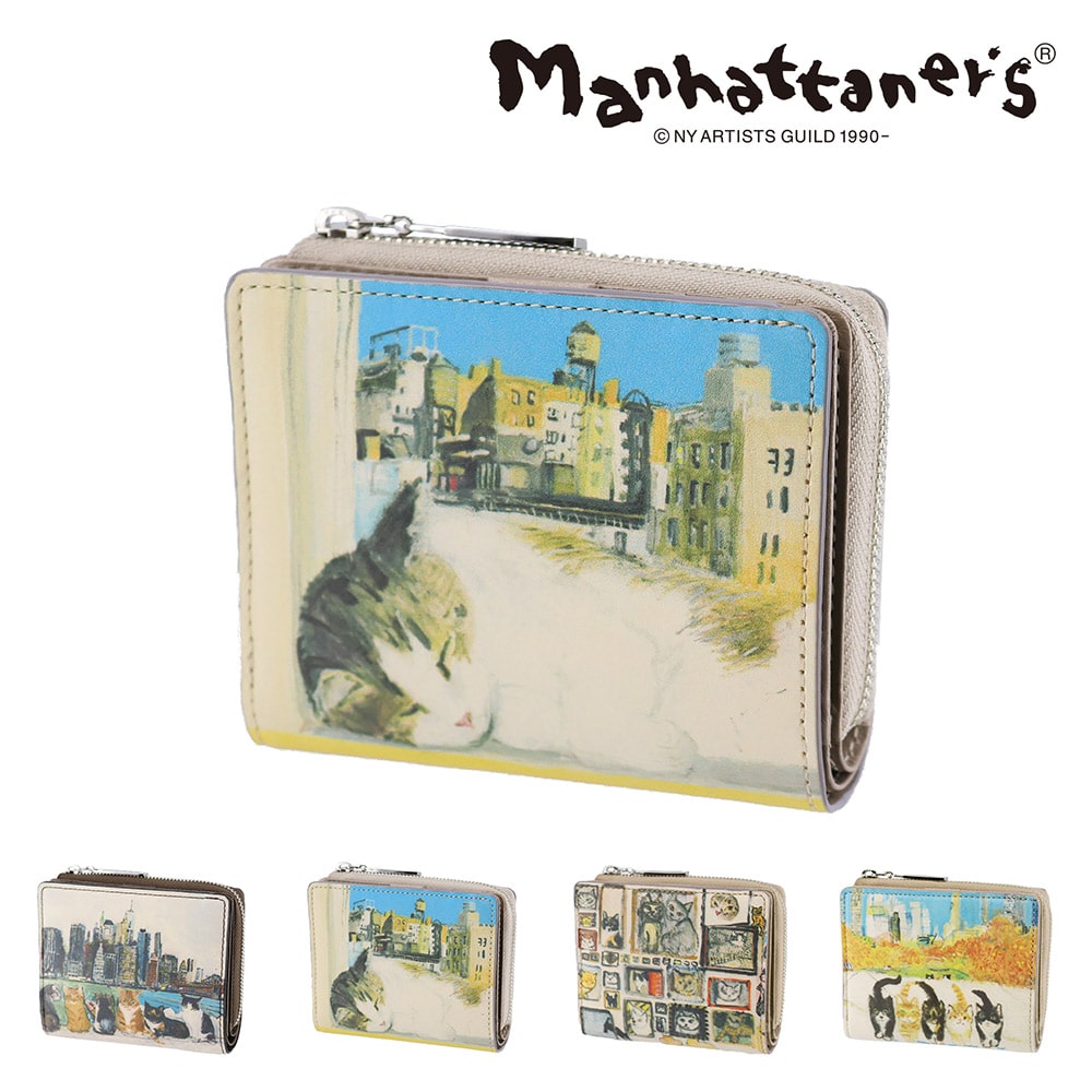 マンハッタナーズ 財布 二つ折り財布 2つ折り ミニ財布 L字ファスナー 小物 雑貨 本革 manhattaner's トップパース ホックタイプ 0751529 レディース 送料無料 誕生日プレゼント ギフト 【正規代理店】 2.ぐっすりフェデリコ -0751529-1045