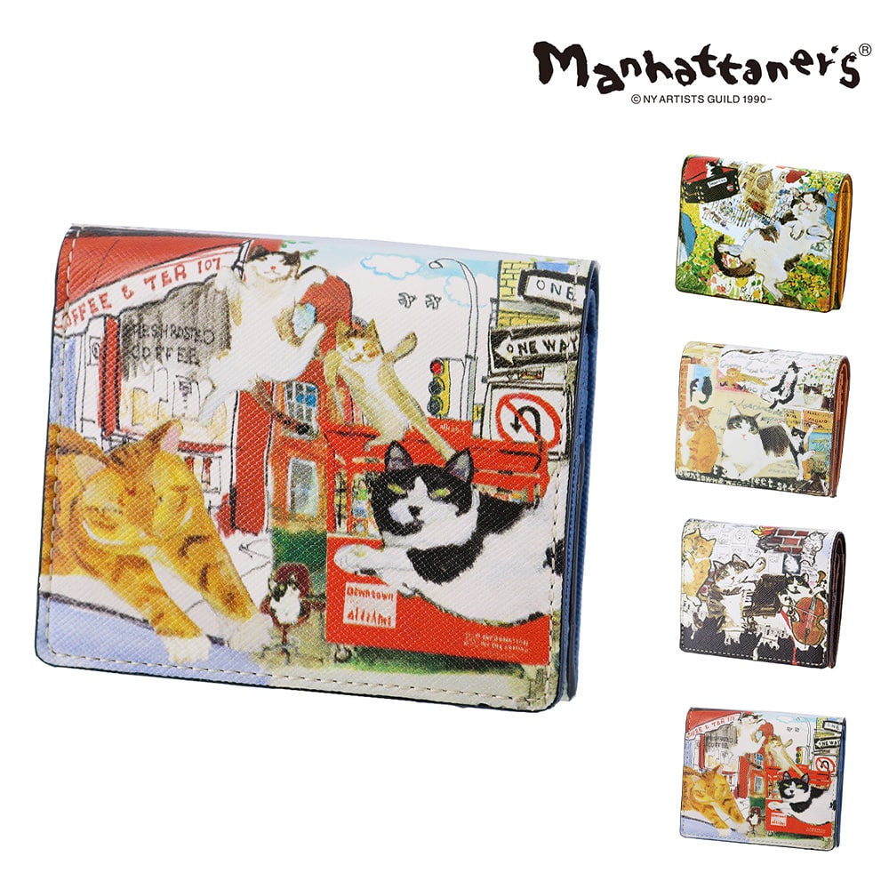 マンハッタナーズ 財布 二つ折り財布 2つ折り ミニ財布 サブ財布 小物 雑貨 ライブリーパース ホックタイプ Box小銭入れ 0751662 レディース 誕生日プレゼント ギフト 正規代理店 4.ライブリーキャッツ -0751662-0053