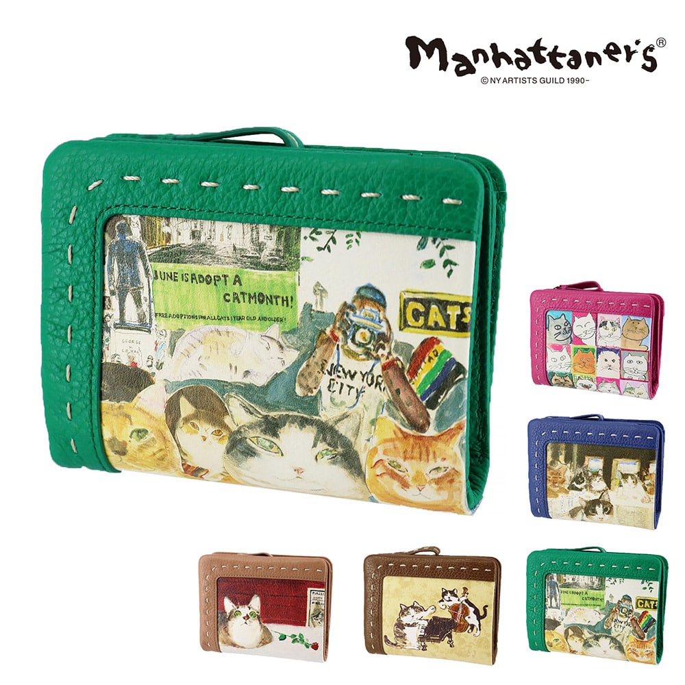 マンハッタナーズ 財布 二つ折り財布 ミニ財布 サブ財布 manhattaner's クラフトパース 0751692 レディース 送料無料 誕生日プレゼント ギフト 【正規代理店】 3.NY猫絵暦・六月 -0751692-1070