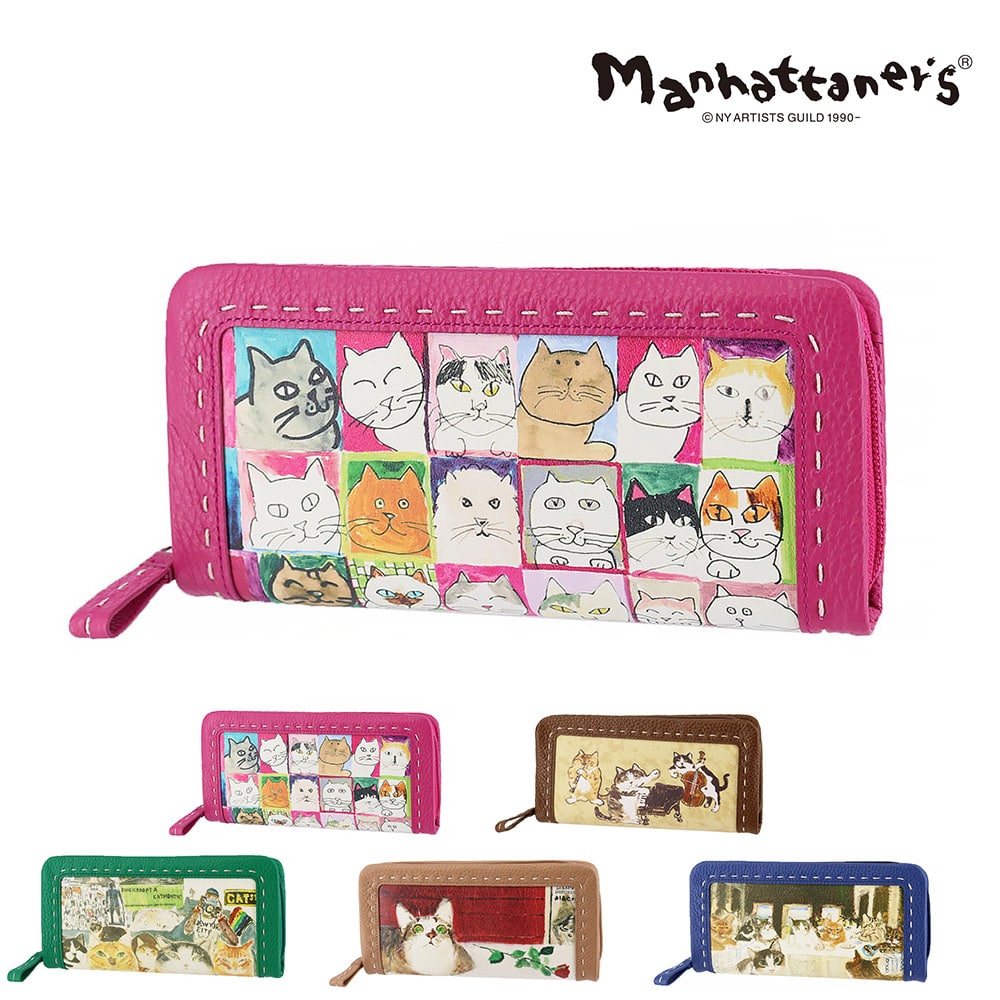 マンハッタナーズ 財布 長財布 ラウンドファスナー長財布 本革 manhattaner's クラフトパース 0751694 レディース 送料無料 誕生日プレゼント ギフト 【正規代理店】 1.猫社会 -0751694-1037