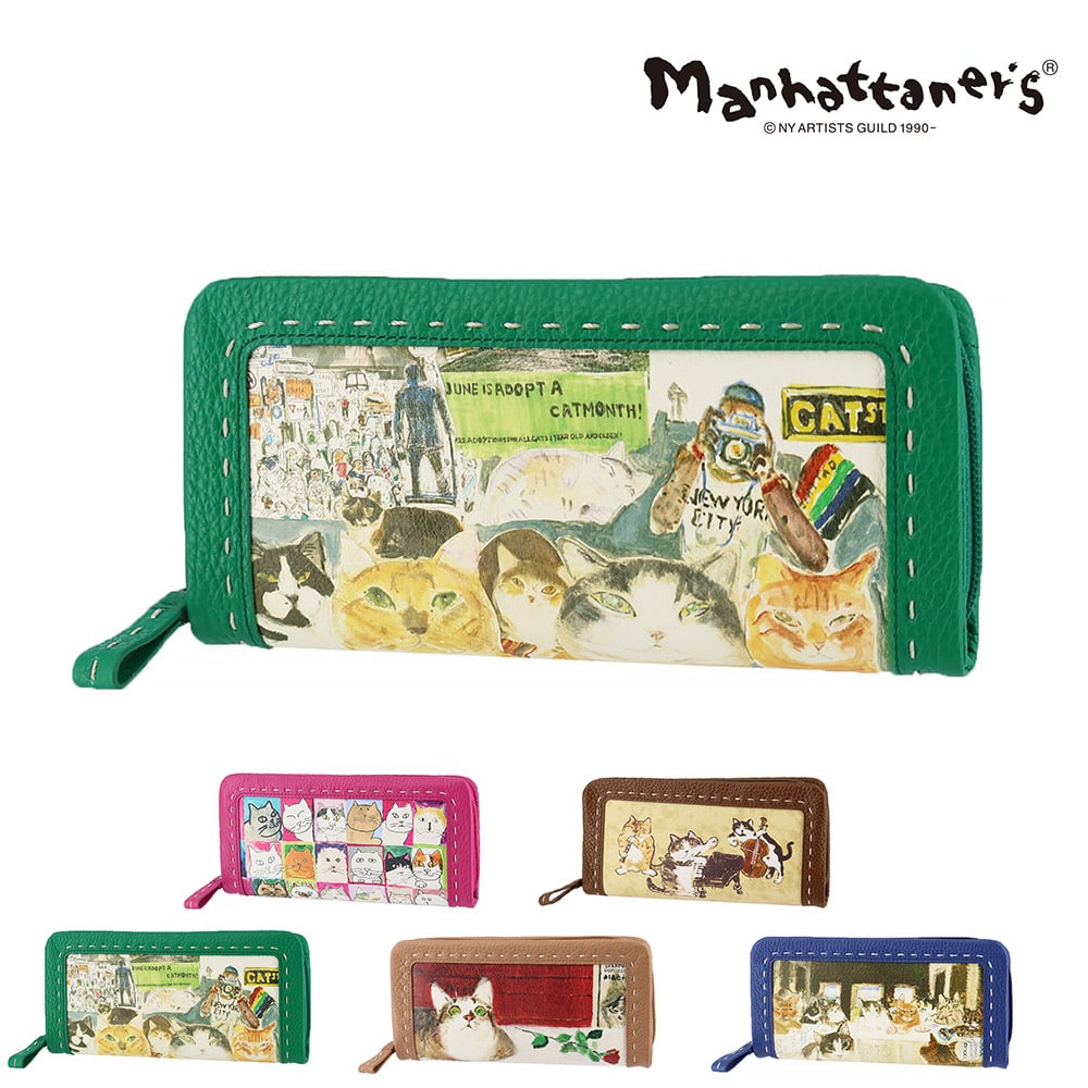 マンハッタナーズ 財布 長財布 ラウンドファスナー長財布 本革 manhattaner's クラフトパース 0751694 レディース 送料無料 誕生日プレゼント ギフト 【正規代理店】 3.NY猫絵暦・六月 -0751694-1070