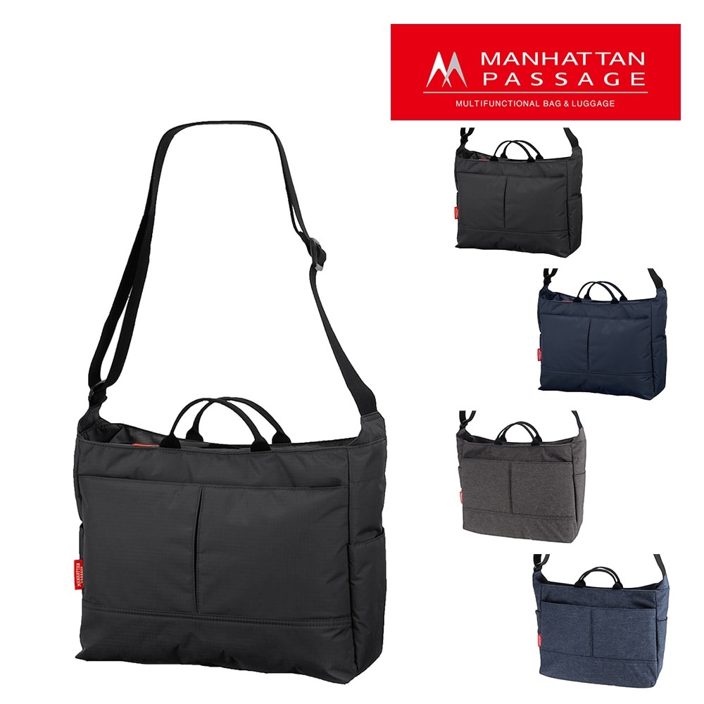 マンハッタンパッセージ MANHATTAN PASSAGE スタイリッシュ A4ショルダーバッグ コミューター 2506 1.ブラック -10xbk