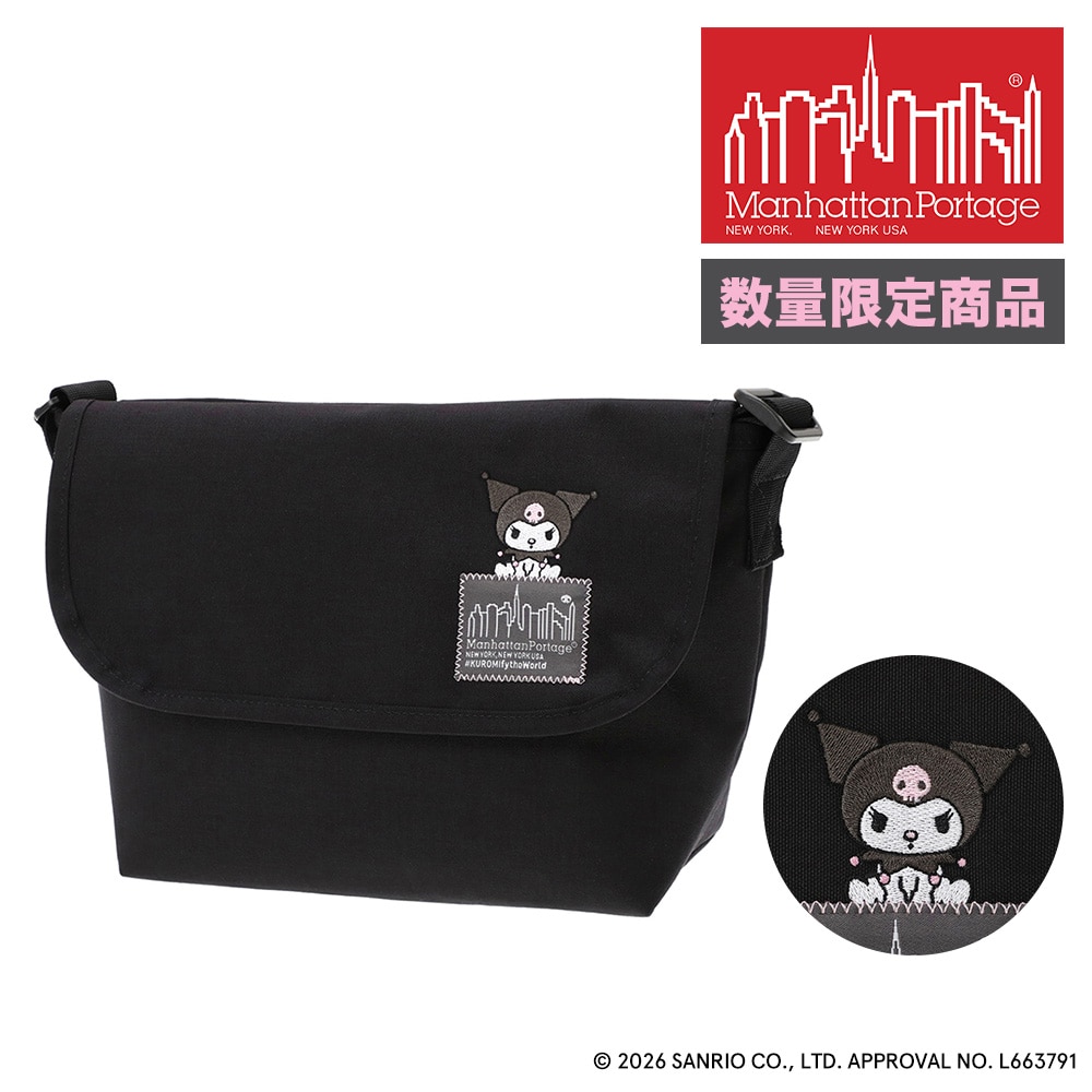 マンハッタンポーテージ サンリオ クロミ 斜め掛けバッグ カジュアルメッセンジャースリム MP05JRSBPDMGNT500KRM メンズ レディース キッズ コラボ 黒 限定モデル 送料無料 誕生日プレゼント ギフト ラッピング無料 正規代理店 ブラック -1000