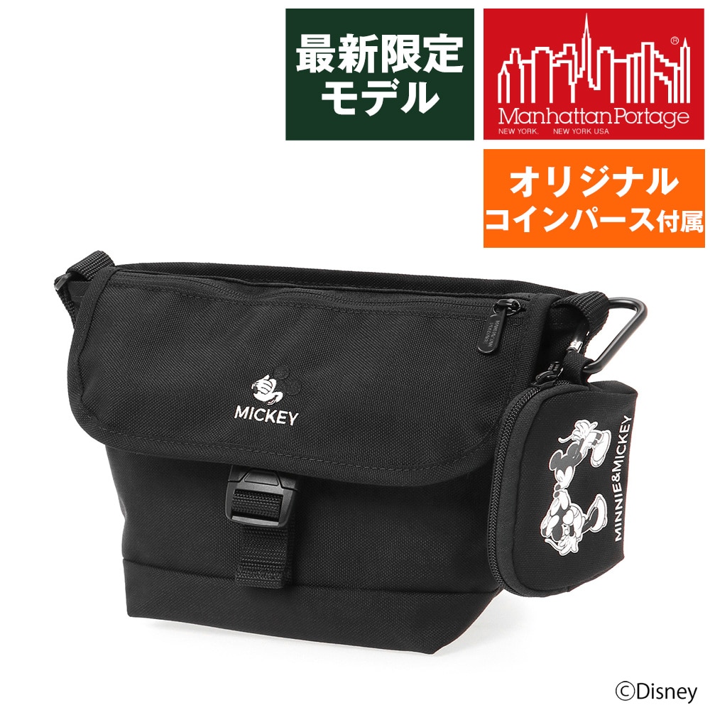 マンハッタンポーテージ バッグ Disney ミッキー Mickey Mouse ナイロンメッセンジャーバッグフラップジッパーポケット24 A5 MP1603FZPMIC24 メンズ レディース 誕生日プレゼント 正規代理店 ブラック -1000 cou09