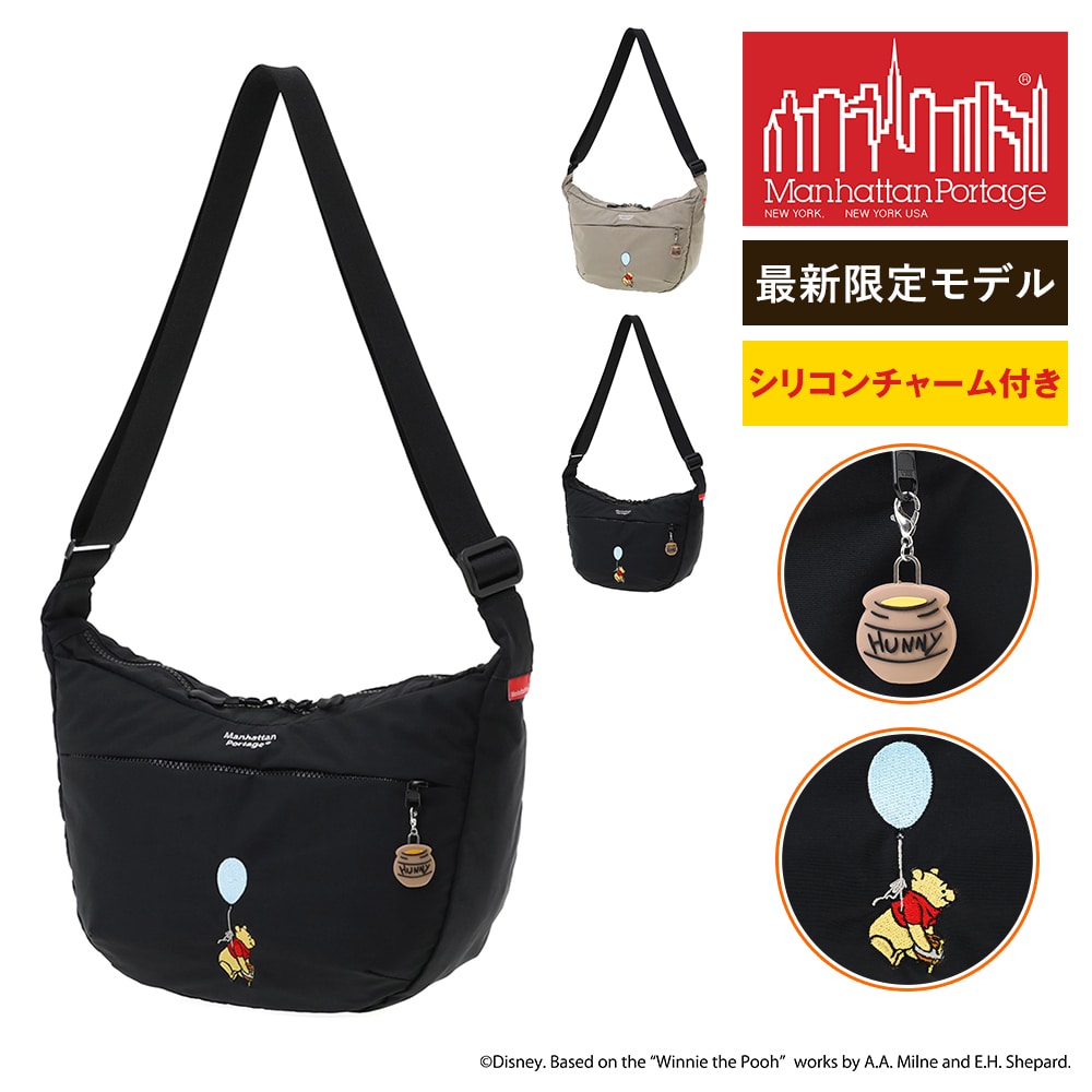 マンハッタンポーテージ Disney 斜めがけバッグ くまのプーさん デュエットショルダーバッグ B5 MP2409TSPH25 メンズ レディース キッズ 最新限定モデル 黒 送料無料 誕生日プレゼント ギフト ラッピング無料 【正規代理店】 1.ブラック -1000