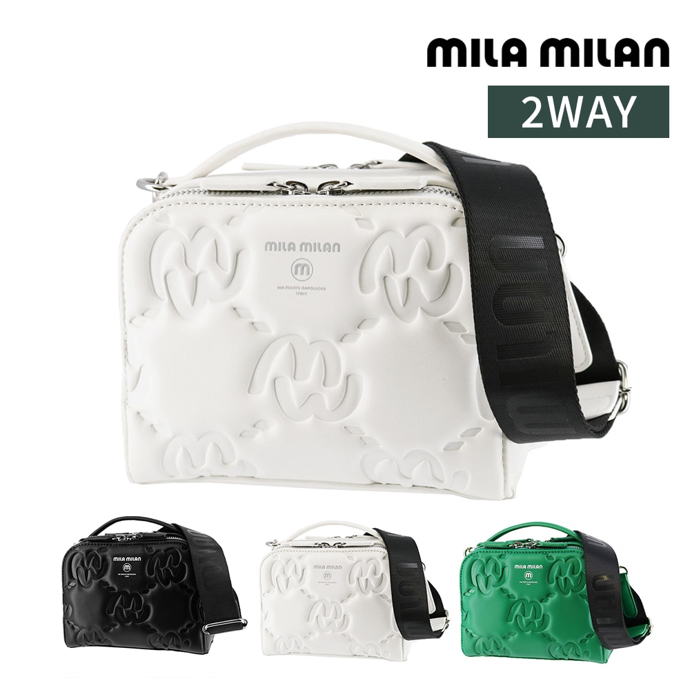 ミラ・ミラン バッグ ショルダーバッグ ハンドバッグ ミニ 2WAY mila milan カリーナ 手つきショルダー 263101 メンズ レディース 黒 白 緑 送料無料 誕生日プレゼント ギフト 【正規代理店】 2.ホワイト -wht