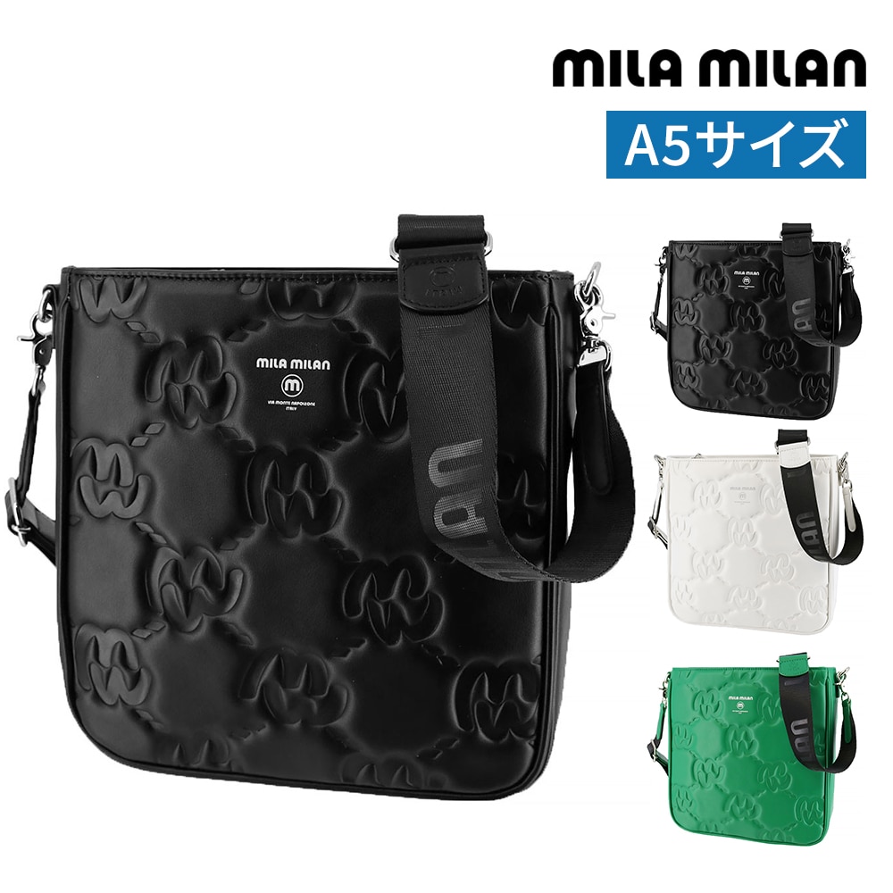ミラ・ミラン バッグ ショルダーバッグ 斜めがけバッグ たて型 mila milan カリーナ ショルダー A5 263102 メンズ レディース 黒 白 緑 送料無料 誕生日プレゼント ギフト 【正規代理店】 1.ブラック -blk