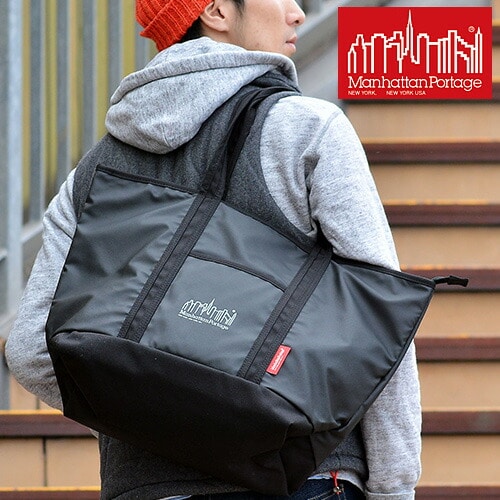 Manhattan Portage トートバッグ 【MP Logo Printed Cherry Hill Tote Bag】 MP1307zp 71x1001 ブラックxホワイト