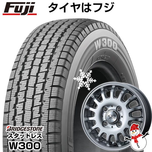 【新品 軽自動車】軽トラ 軽バン スタッドレスタイヤ ホイール4本セット 145/80R12 ブリヂストン W300 80/78N(限定) ウェッズ  ヴィセンテ 04 CA スズキ キャリー専用 12インチ