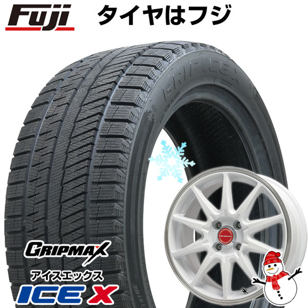 【新品 軽自動車】ハスラー デリカミニ(4WD) スタッドレスタイヤ ホイール4本セット 165/60R15 グリップマックス アイスX BSW  ブラックサイドウォール(限定2022年製) レアマイスター LMスポーツRS10(ホワイト/リムポリッシュ) 15インチ