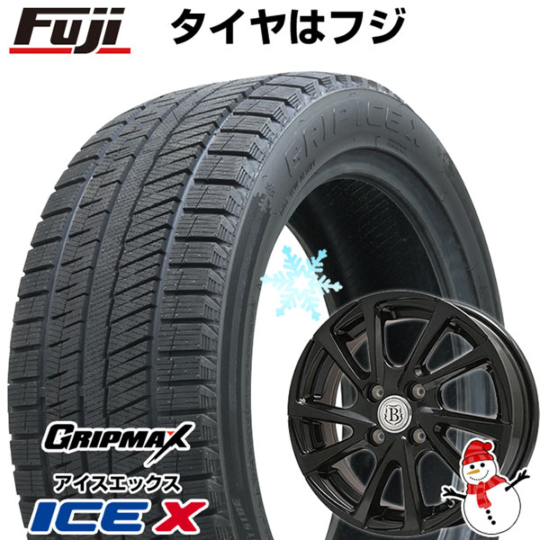 【新品 軽自動車】タフト ソリオ スタッドレスタイヤ ホイール4本セット 165/65R15 グリップマックス アイスX BSW  ブラックサイドウォール(限定2022年製) ブランドル E04B 15インチ