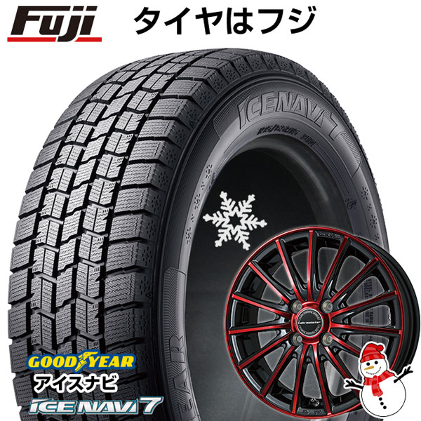 【新品 軽自動車】N-BOX タント スペーシア スタッドレスタイヤ ホイール4本セット 165/55R15 グッドイヤー ウィンター アイスナビ  7(限定) レアマイスター LM-S FS15 (ブラックポリッシュ/レッドクリア) 15インチ