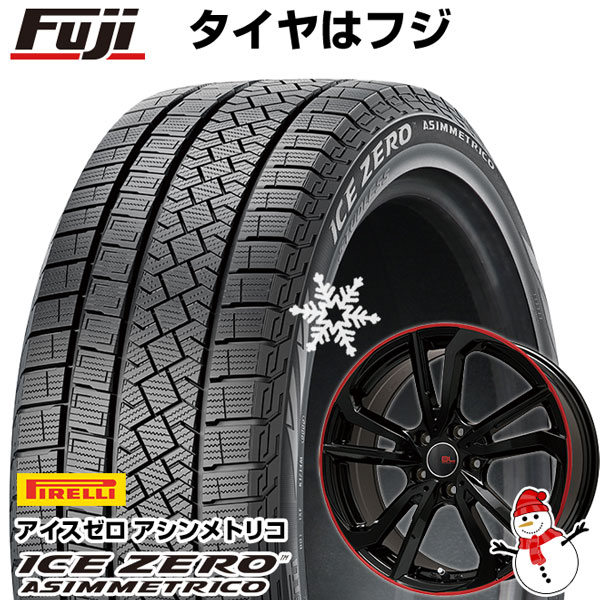 【新品】アルファード/ヴェルファイア等 スタッドレスタイヤ ホイール4本セット 215/65R16 ピレリ ウィンター アイスゼロアシンメトリコ  ブランドルライン レツィオ グロスブラック/レッドリム 16インチ