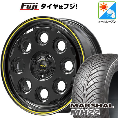 【新品 軽自動車】N-BOX タント スペーシア オールシーズンタイヤ ホイール4本セット 155/65R14 クムホ マーシャル MH22  オールシーズン(限定) 共豊 PPX ミルエイト 14インチ