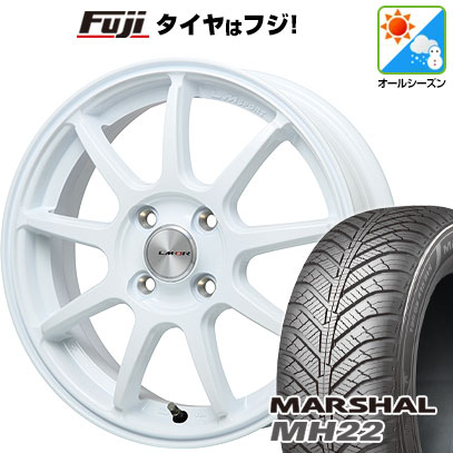 【新品 軽自動車】N-BOX タント スペーシア オールシーズンタイヤ ホイール4本セット 155/65R14 クムホ マーシャル MH22  オールシーズン(限定) レアマイスター LMスポーツLM-QR ホワイト 14インチ