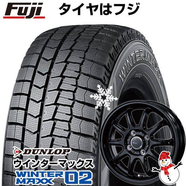 【新品 軽自動車】N-BOX タント スペーシア スタッドレスタイヤ ホイール4本セット 165/55R15 ダンロップ ウインターマックス 02  WM02 インターミラノ AZ-SPORTS RC-10 グロスブラック 15インチ