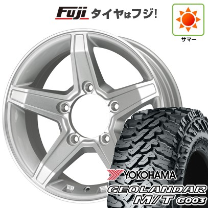ジムニーシエラ/ジムニーノマド 夏タイヤ ホイール4本セット 195/80R15 ヨコハマ ジオランダー M/T G003 プレミックス エステラ(シルバー/リムポリッシュ) 15インチ