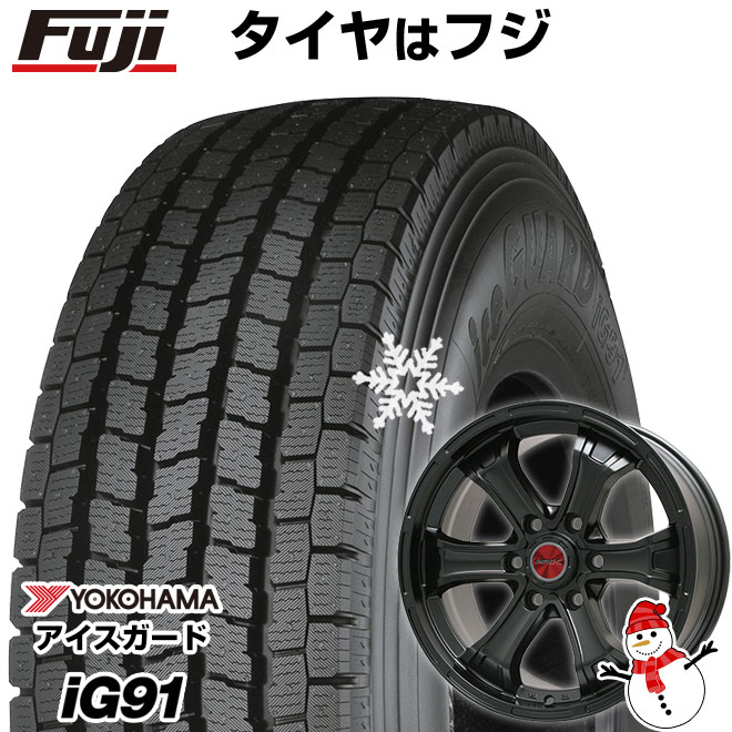 【新品】ハイエース200系用 スタッドレスタイヤ ホイール4本セット 195/80R15 107/105L ヨコハマ アイスガード iG91 ビッグウエイ B-MUD K(マットブラック) 15インチ(送料無料)
