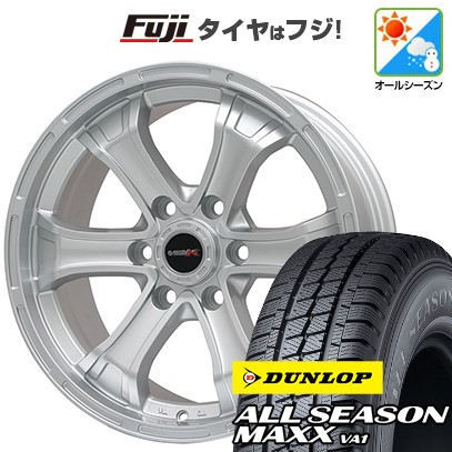 ハイエース200系 オールシーズンタイヤ ホイール4本セット 195/80R15 107/105N ダンロップ オールシーズンMAXX VA1 ビッグウエイ B-MUD K(シルバー) 15インチ