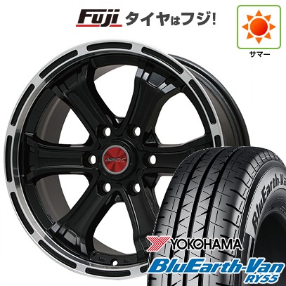 ハイエース200系 夏タイヤ ホイール4本セット 195/80R15 107/105N ヨコハマ ブルーアース Van RY55 ビッグウエイ B-MUD K(グロスブラックリムポリッシュ) 15インチ
