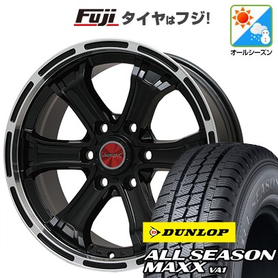 ハイエース200系 オールシーズンタイヤ ホイール4本セット 195/80R15 107/105N ダンロップ オールシーズンMAXX VA1 ビッグウエイ B-MUD K(グロスブラックリムポリッシュ) 15インチ