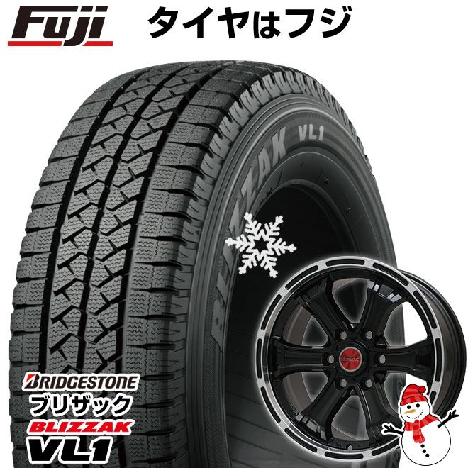 【新品】ハイエース200系用 スタッドレスタイヤ ホイール4本セット 195/80R15 107/105N ブリヂストン ブリザック VL10 ビッグウエイ B-MUD K(グロスブラックリムポリッシュ) 15インチ(送料無料)